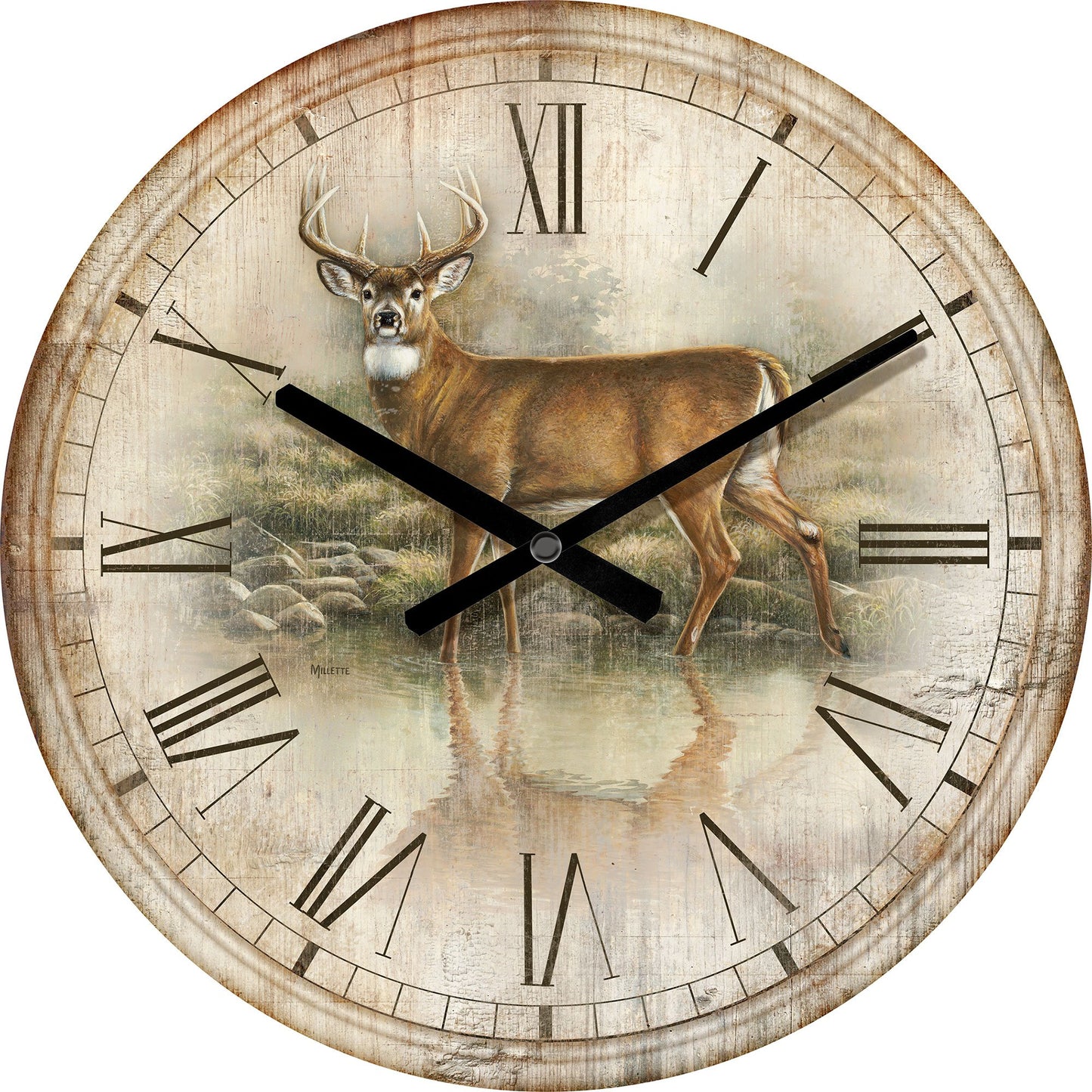 Tranquil Waters—Deer 21" Round Clock - Wild Wings