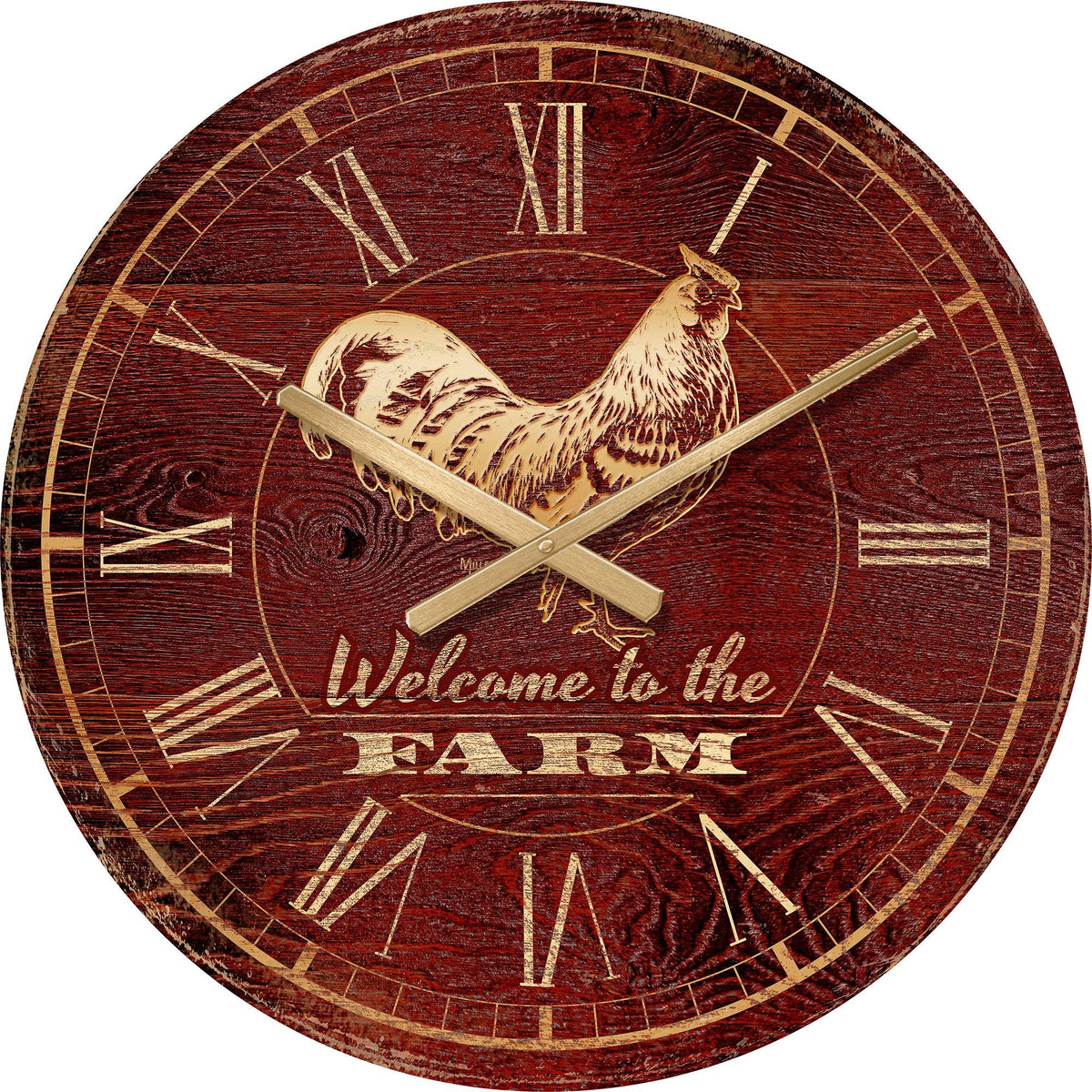 Welcome to the Farm—Rooster 21" Round Clock - Wild Wings
