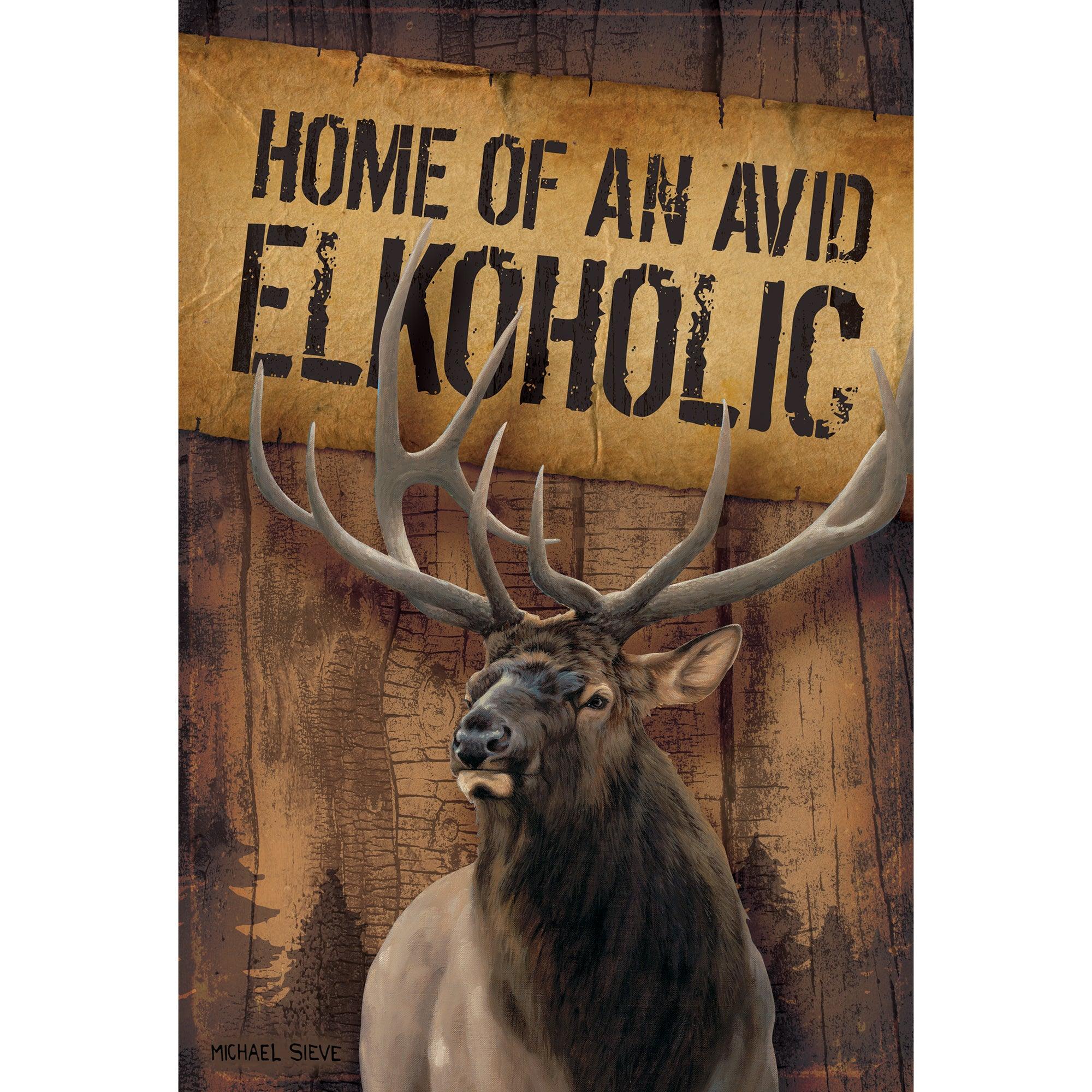 Elkoholic 8" x 12" Wood Sign - Wild Wings