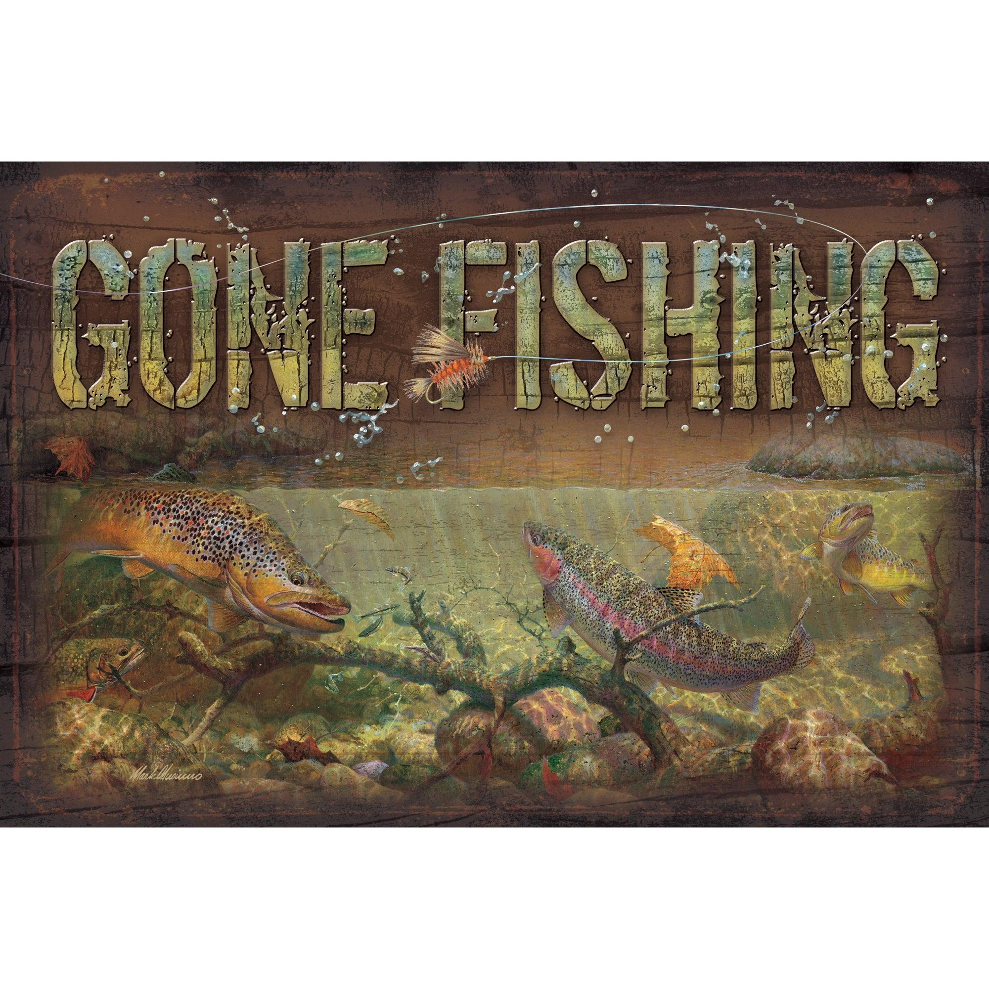 Vintage Gone Fishing Sign