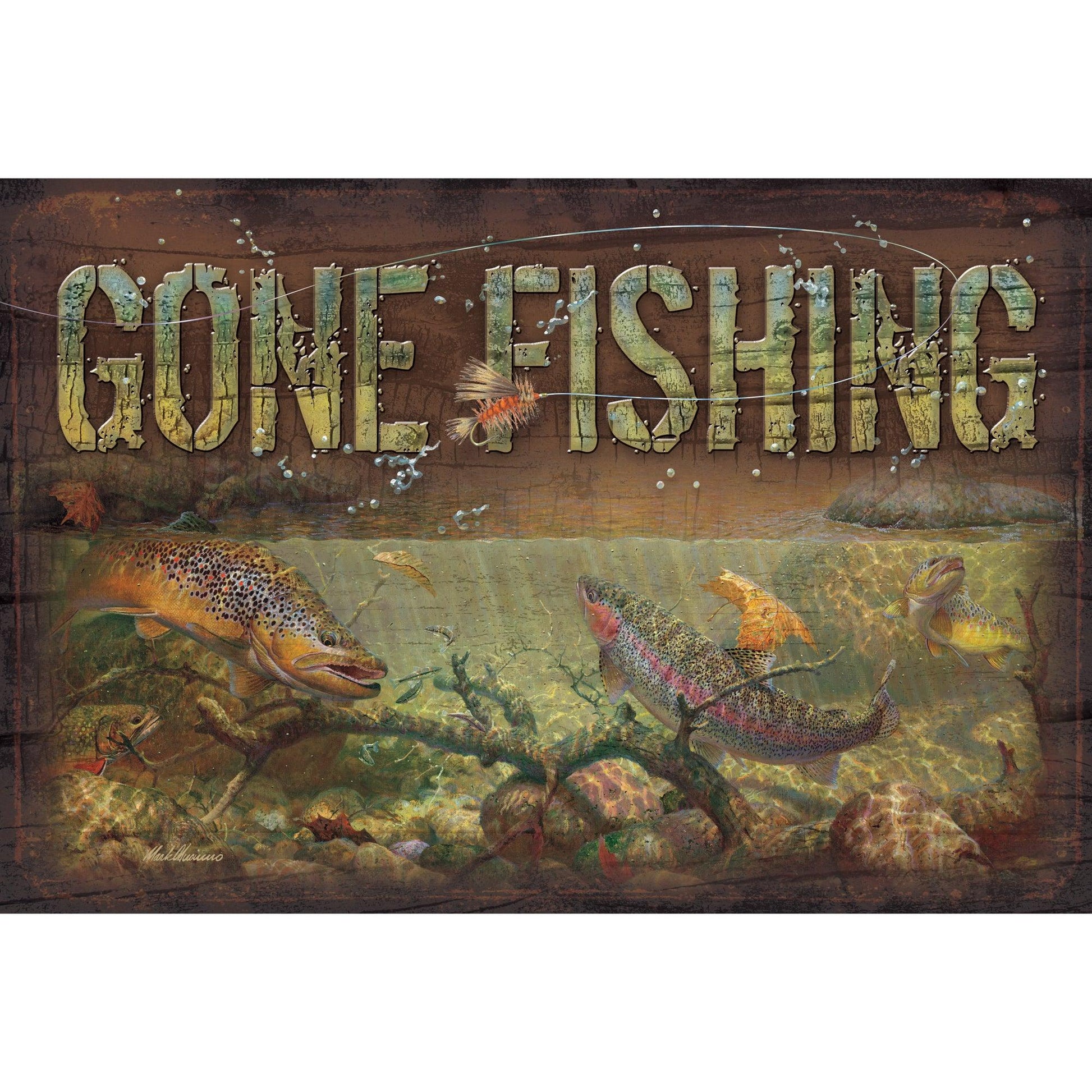 Gone Fishing 8" x 12" Wood Sign - Wild Wings