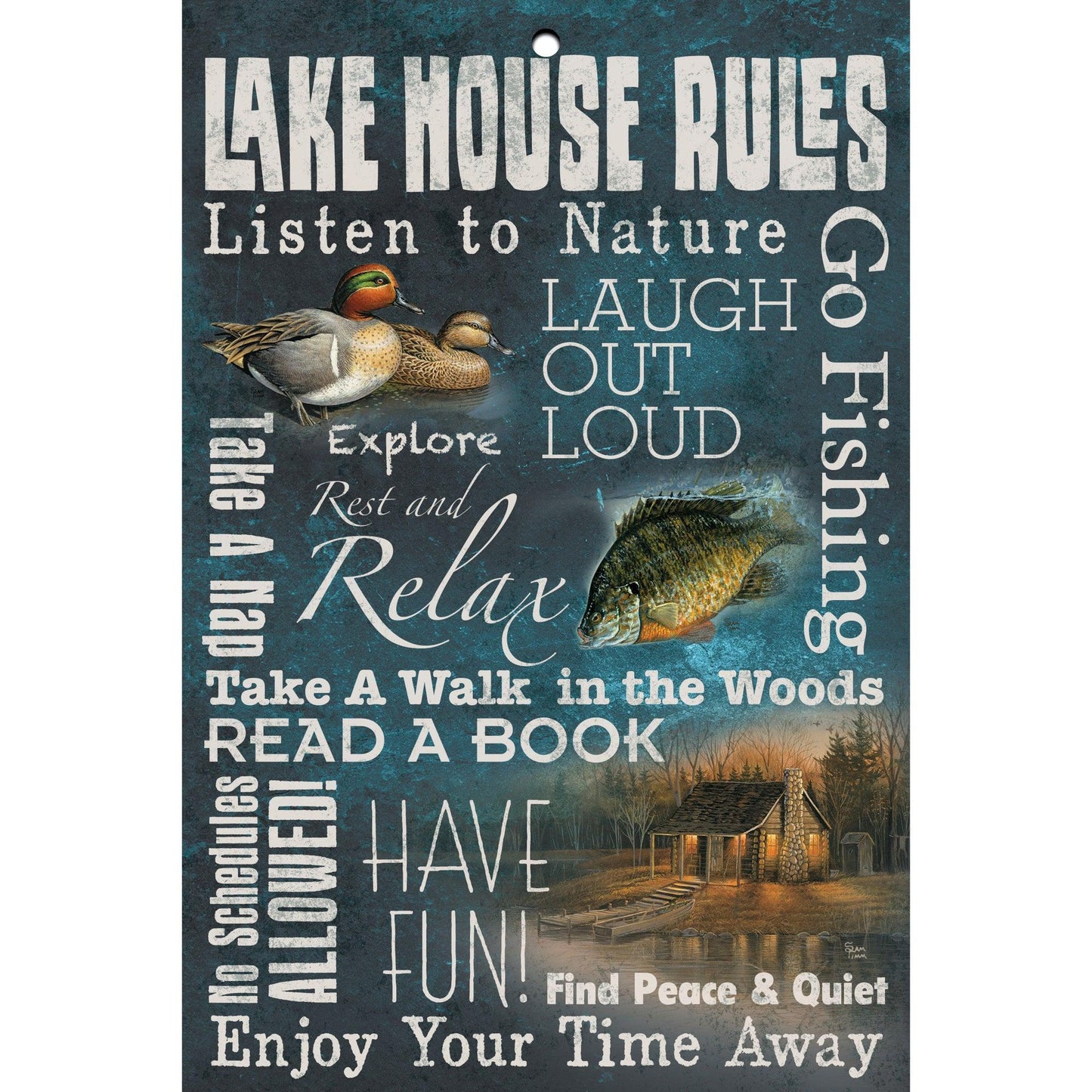 Lake House Rules 8" x 12" Wood Sign - Wild Wings