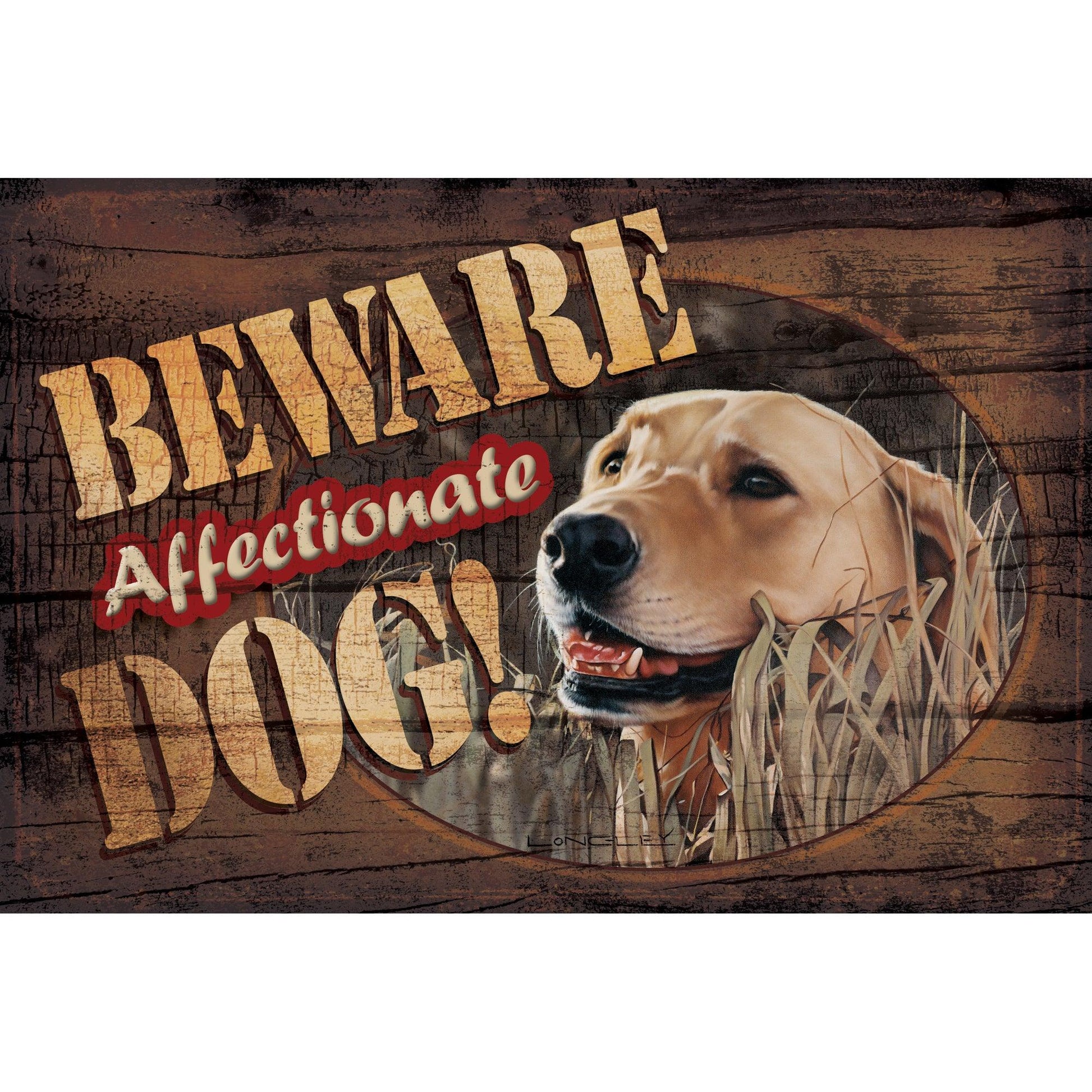 Beware Affectionate Dog 8" x 12" Wood Sign - Wild Wings