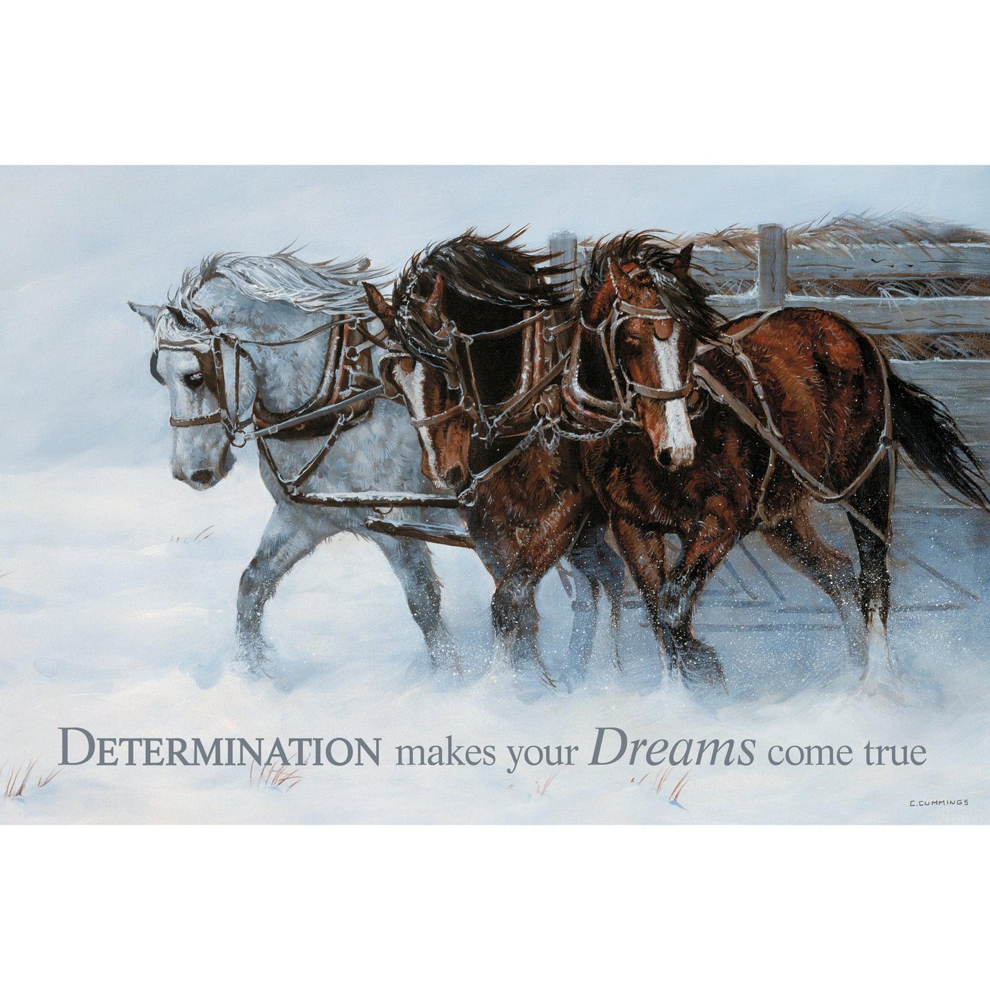 Determination - Horses 12" x 18" Wood Sign - Wild Wings