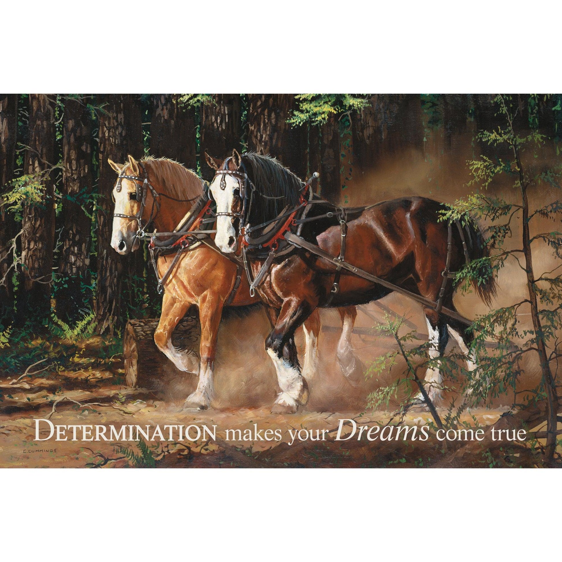 Determination - Horses 12" x 18" Wood Sign - Wild Wings