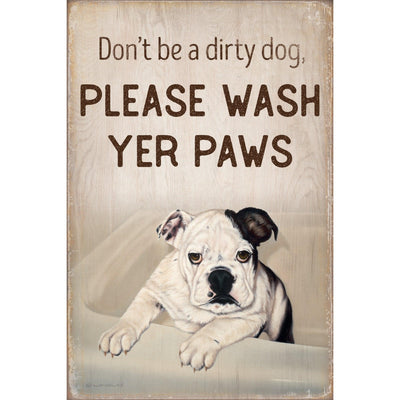 Wash Yer Paws - Dog 12" x 18" Wood Sign - Wild Wings
