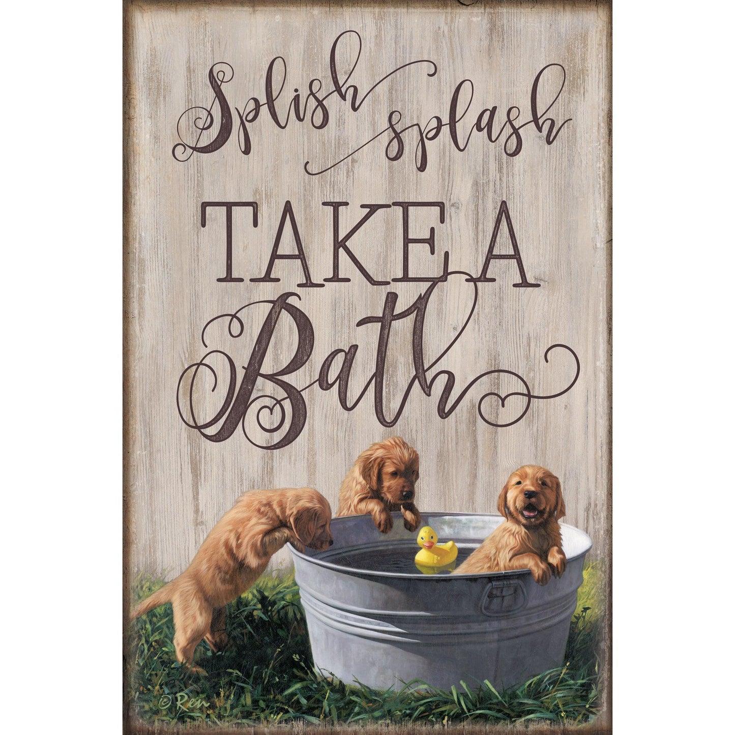 Splish, Splash, Take a Bath 12" x 18" Wood Sign - Wild Wings