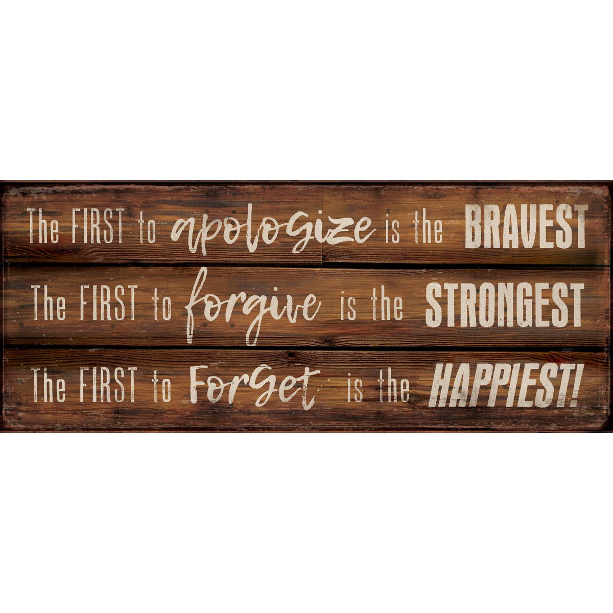 Bravest, Strongest, Happiest 12" x 30" Saw-Cut Wood Sign - Wild Wings