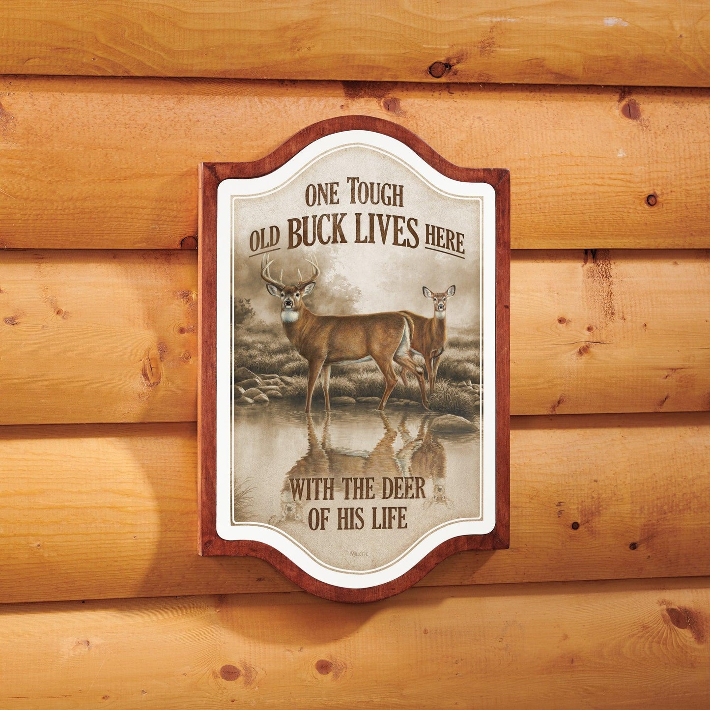 Tough Old Buck Lives Here Vintage Framed Tin Sign - Wild Wings