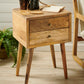 Mid-Century Rustic Two-Drawer Side Table - Wild Wings