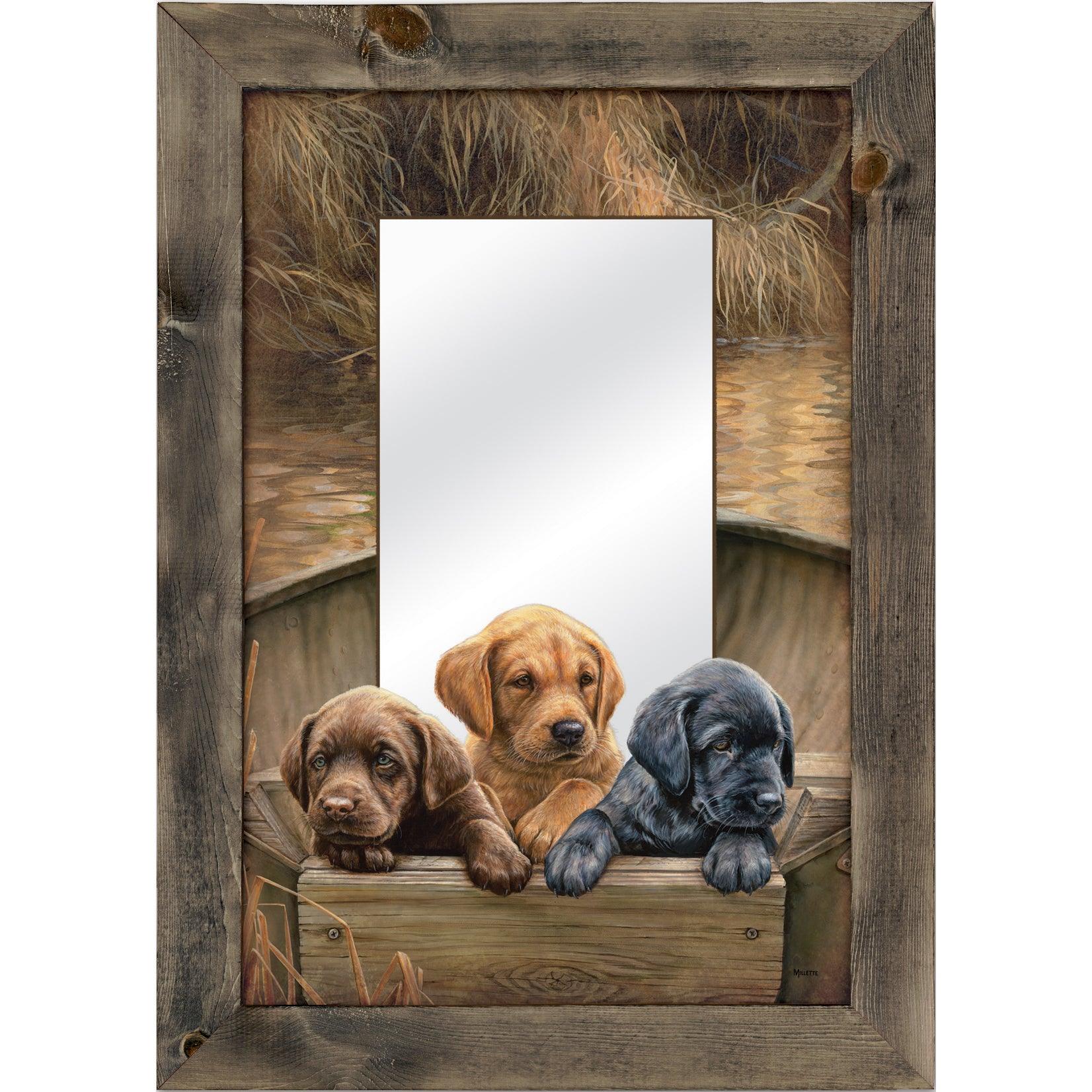 All Hands on Deck - Lab Puppies Large Decorative Mirror - Wild Wings