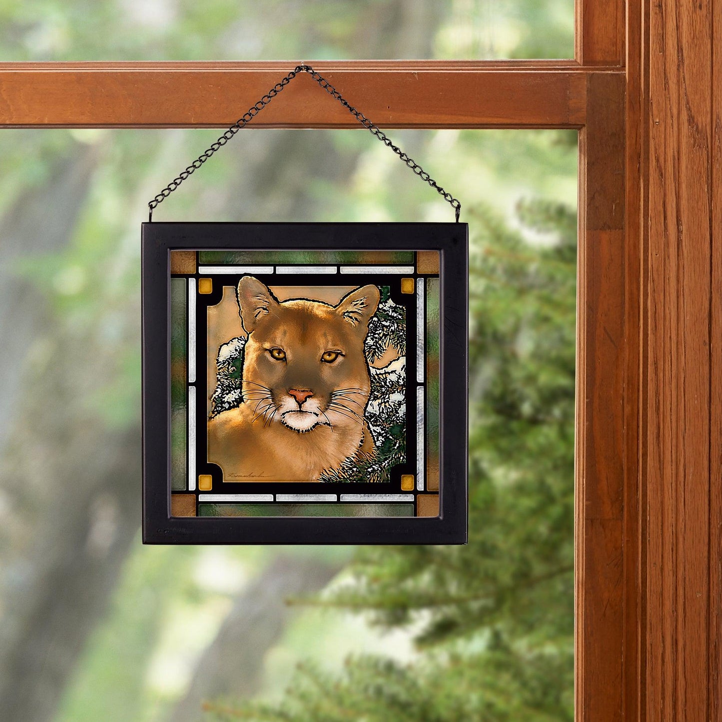 Caught by the Light - Cougar Stained Glass Art - Wild Wings