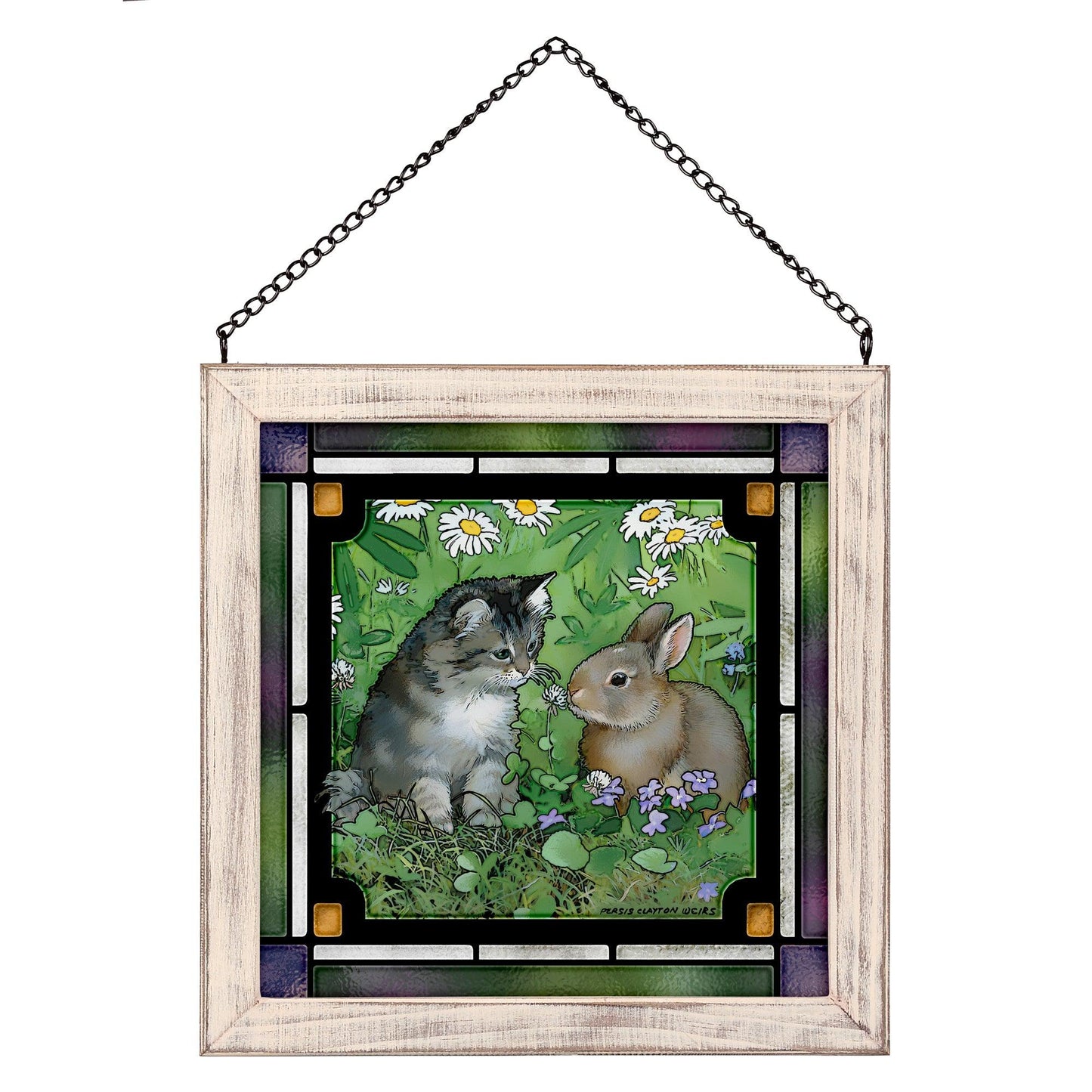 Wildflowers - Kitten & Bunny Stained Glass Art - Wild Wings