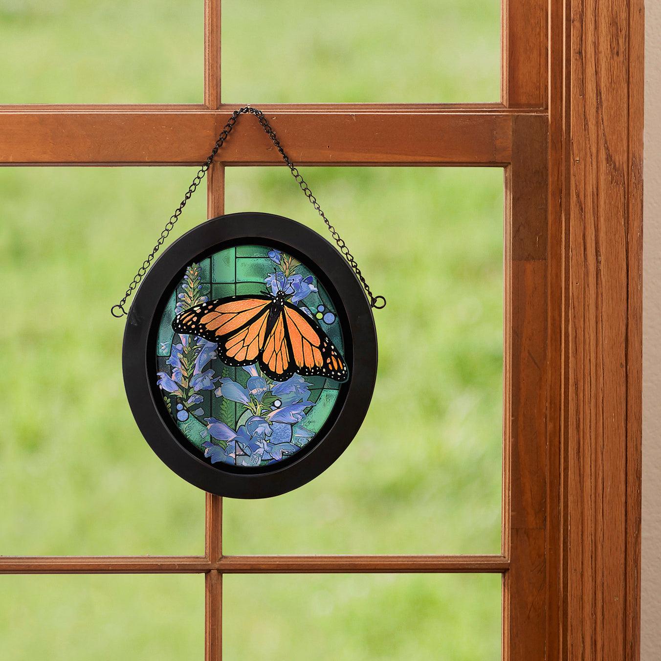 Monarch butterfly stained on sale glass tracery