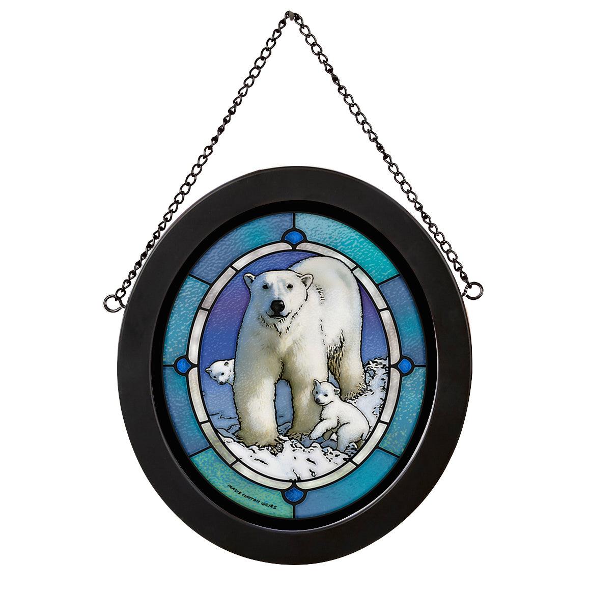 Mama Polar Bear Stained Glass Art - Wild Wings