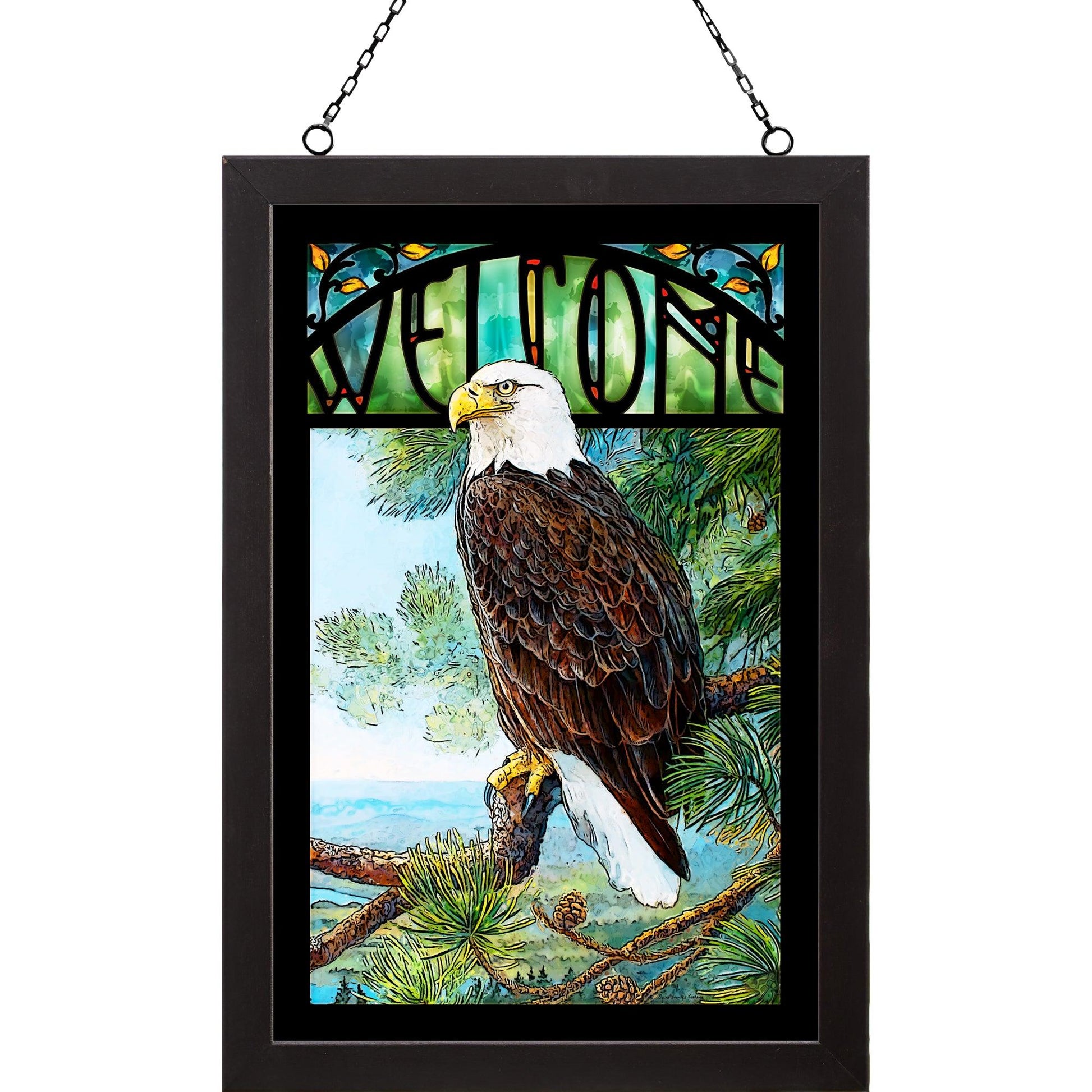 Welcome Bald Eagle Stained Glass Art - Wild Wings