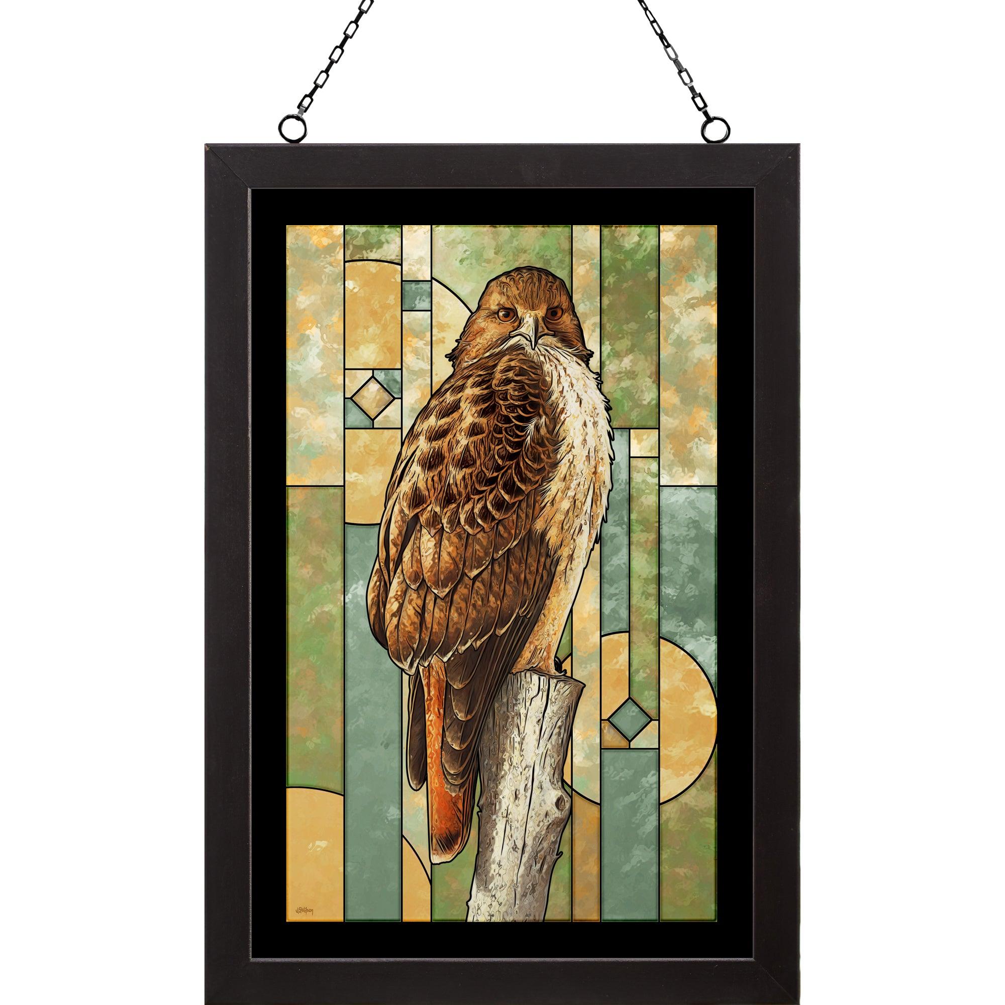 Red-tailed Hawk Stained Glass Art - Wild Wings