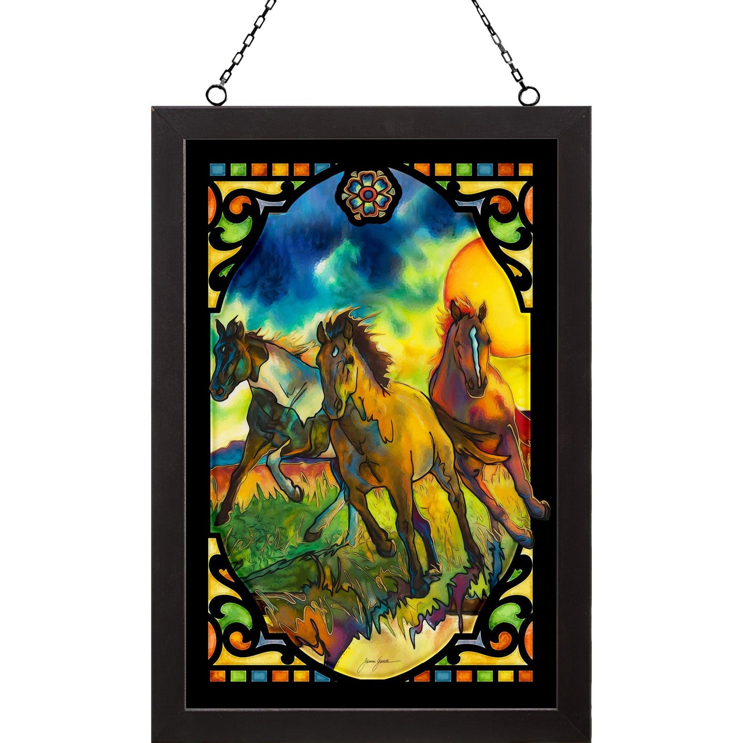 Freedom - Horses Stained Glass Art - Wild Wings