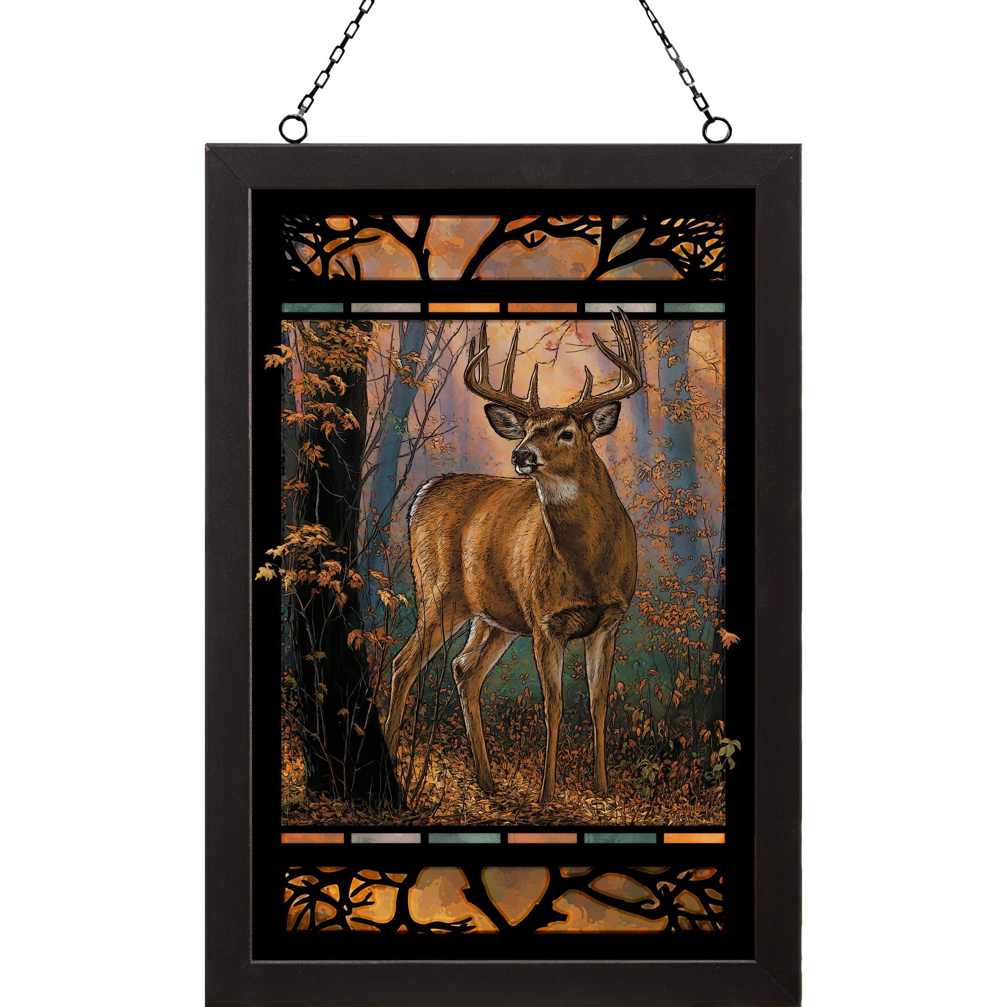 Woodland Mist - Whitetail Deer Stained Glass Art - Wild Wings