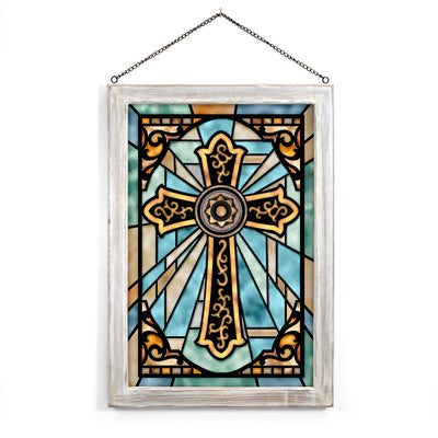 Coastal Cross Stained Glass Art - Wild Wings