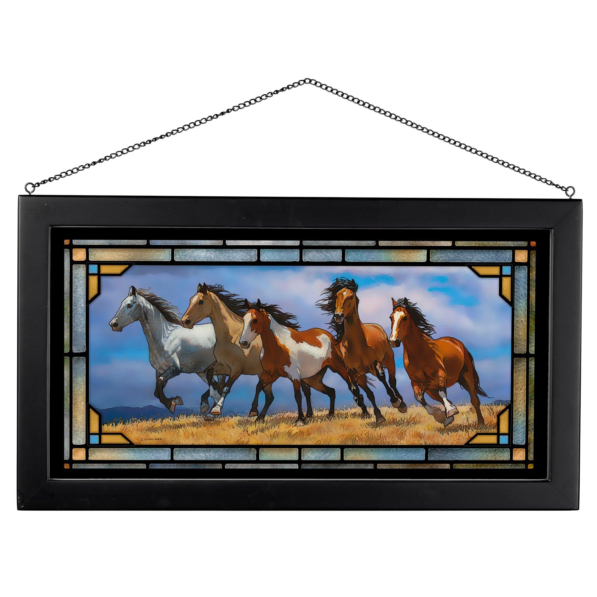 Over the Top - Horses Stained Glass Art - Wild Wings