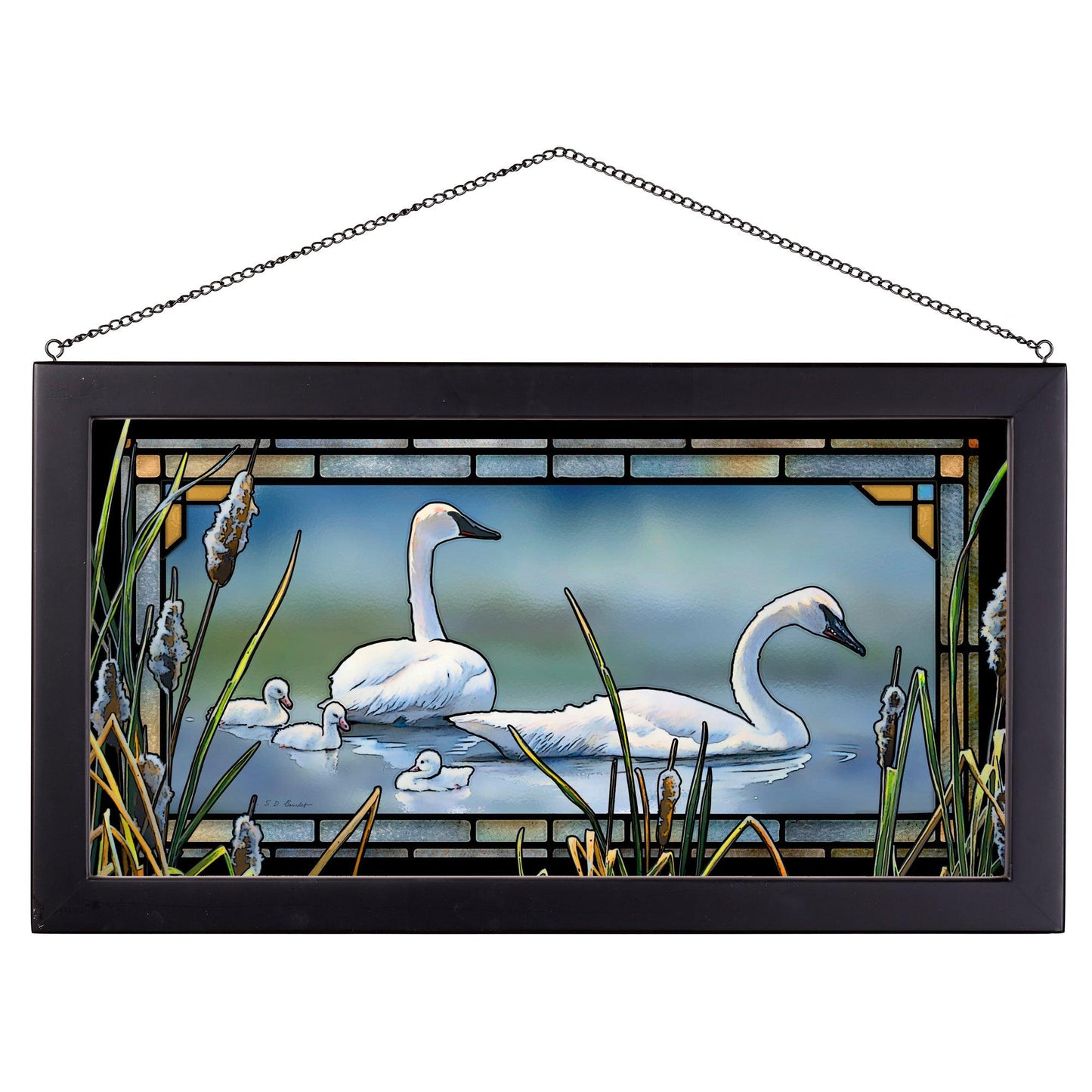 New Beginnings - Swans Stained Glass Art - Wild Wings