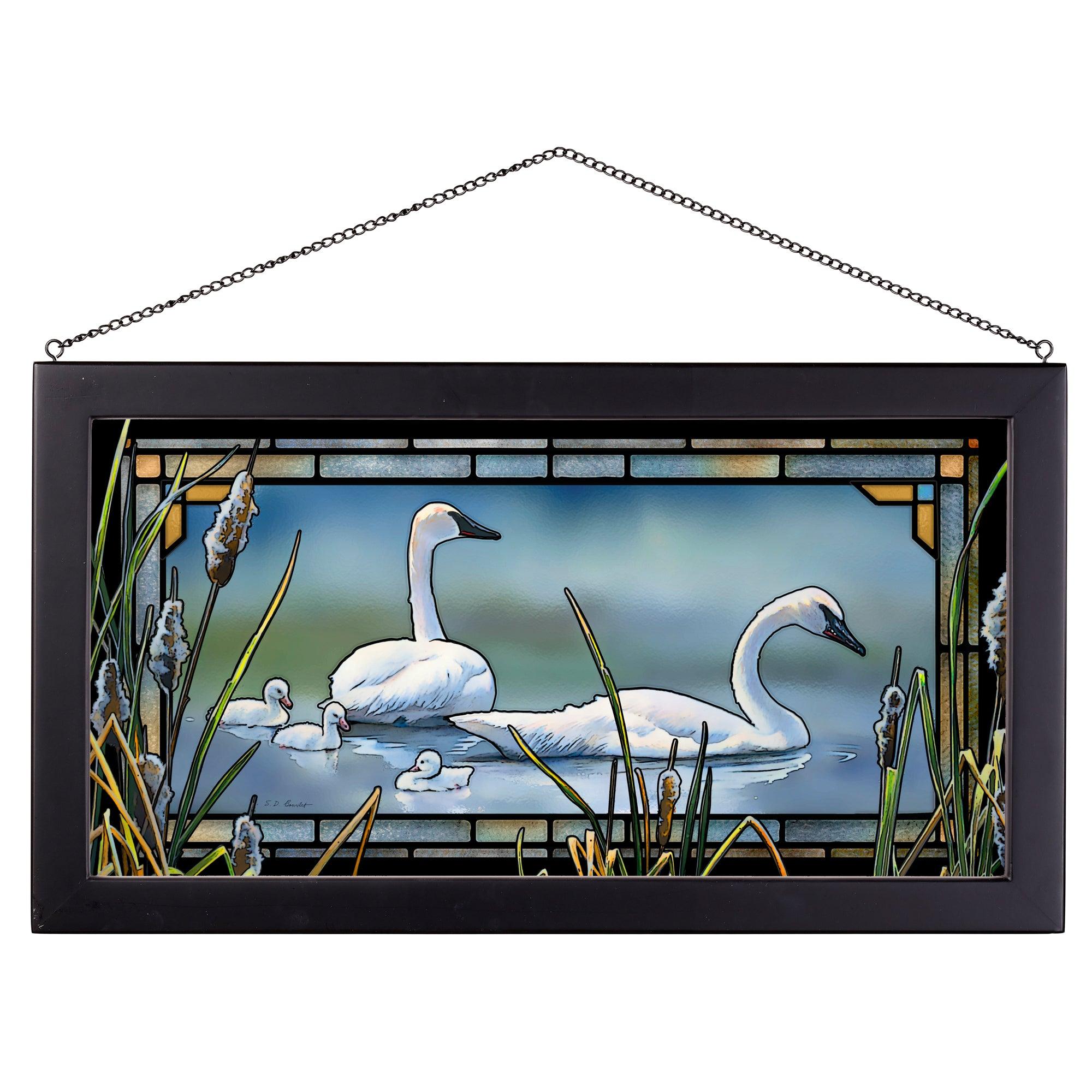 New Beginnings - Swans Stained Glass Art - Wild Wings