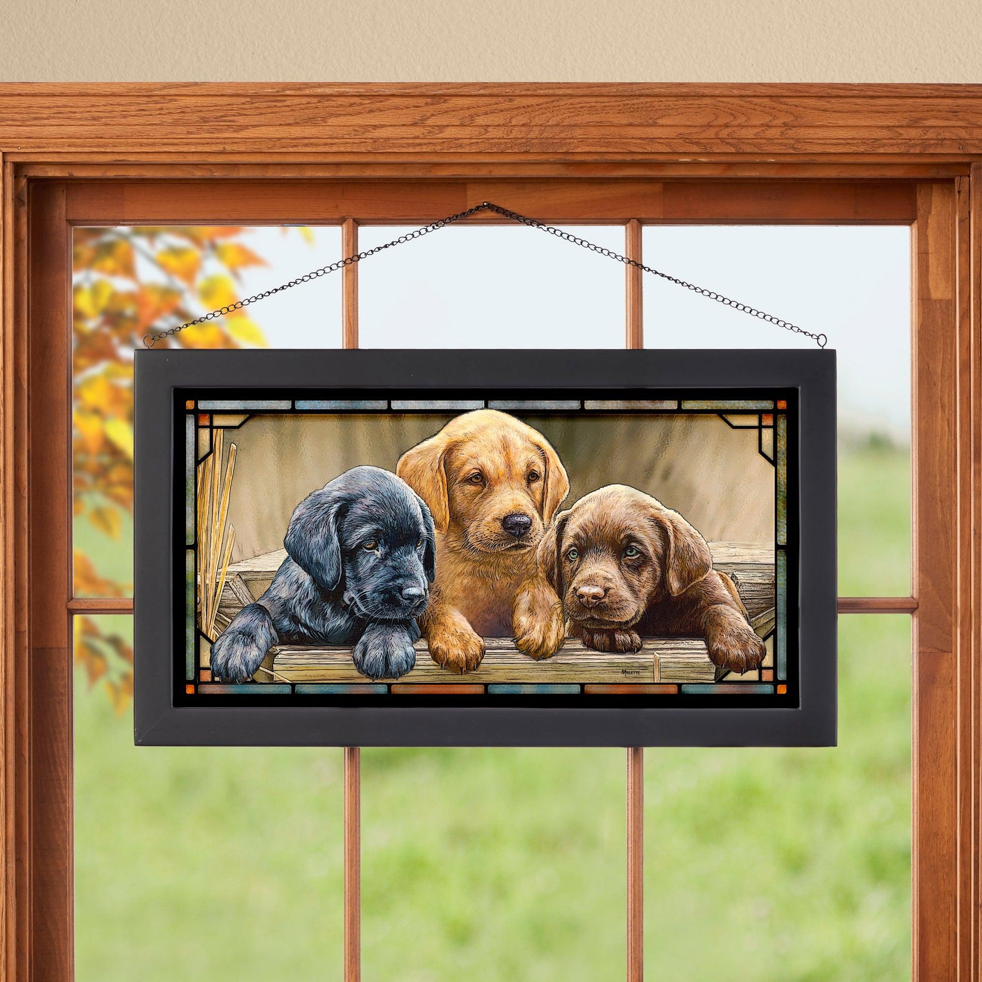 All Hands on Deck - Lab Puppies Stained Glass Art - Wild Wings