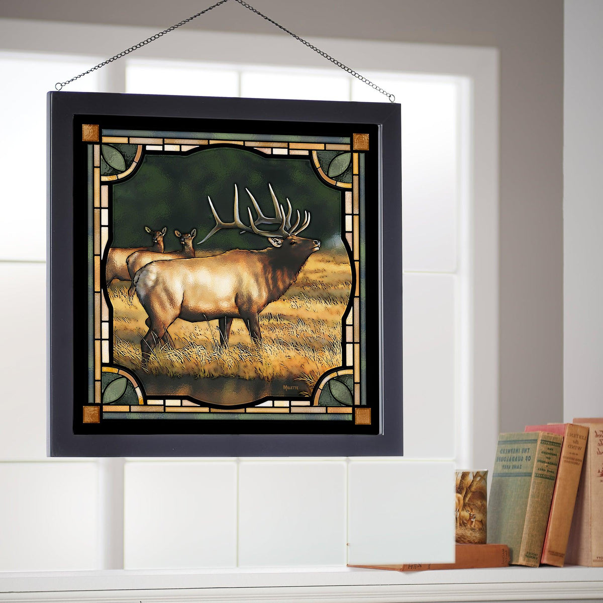 Bull Elk Stained Glass Art - Wild Wings