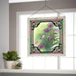 Calliope Hummingbird in Bee Balm Stained Glass Art - Wild Wings