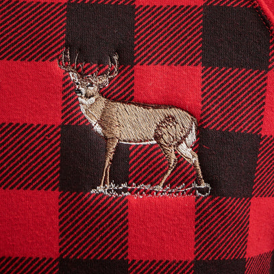 Red Plaid Whitetail Deer Hooded Sweatshirt - Wild Wings