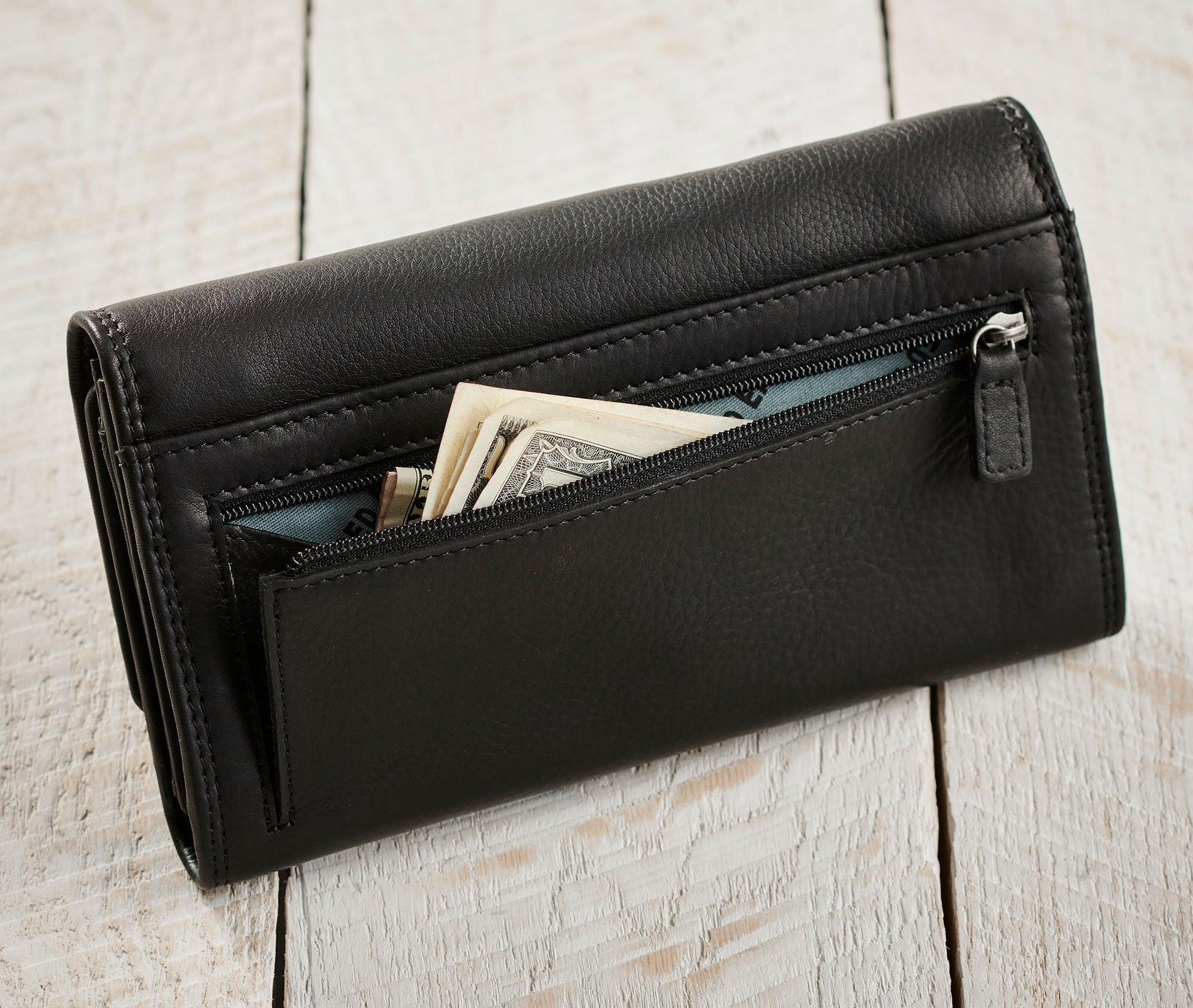 Black Voyager Leather Wallet - Wild Wings