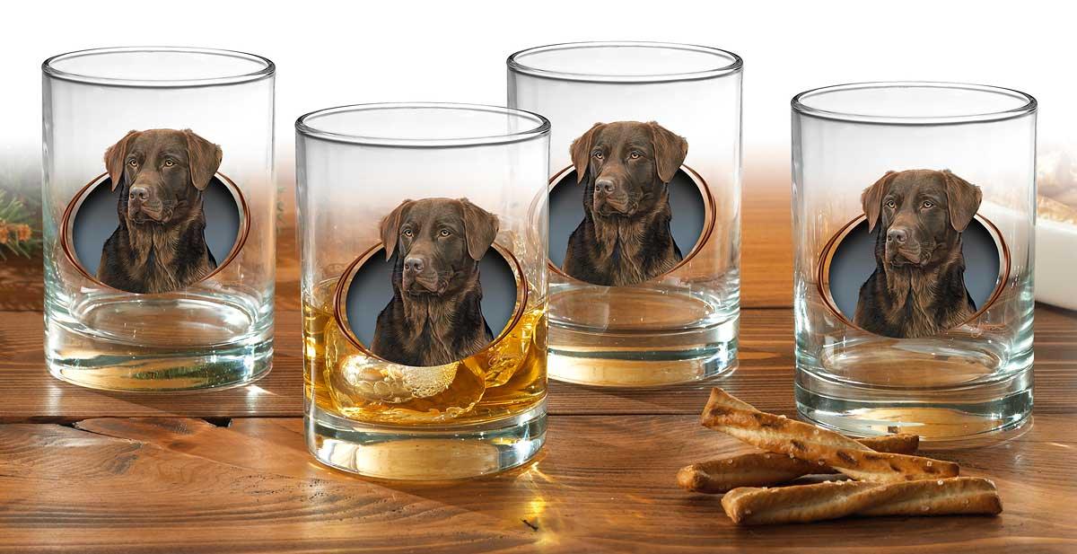 Chocolate Lab Double Old Fashioned Glasses (Set&nbsp;of&nbsp;4) - Wild Wings