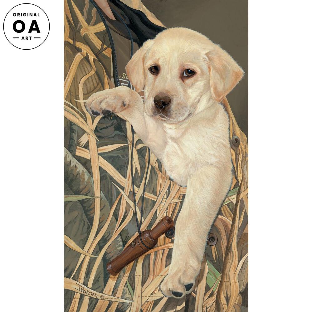 The Apprentice—Yellow Lab Puppy Original Acrylic Painting - Wild Wings