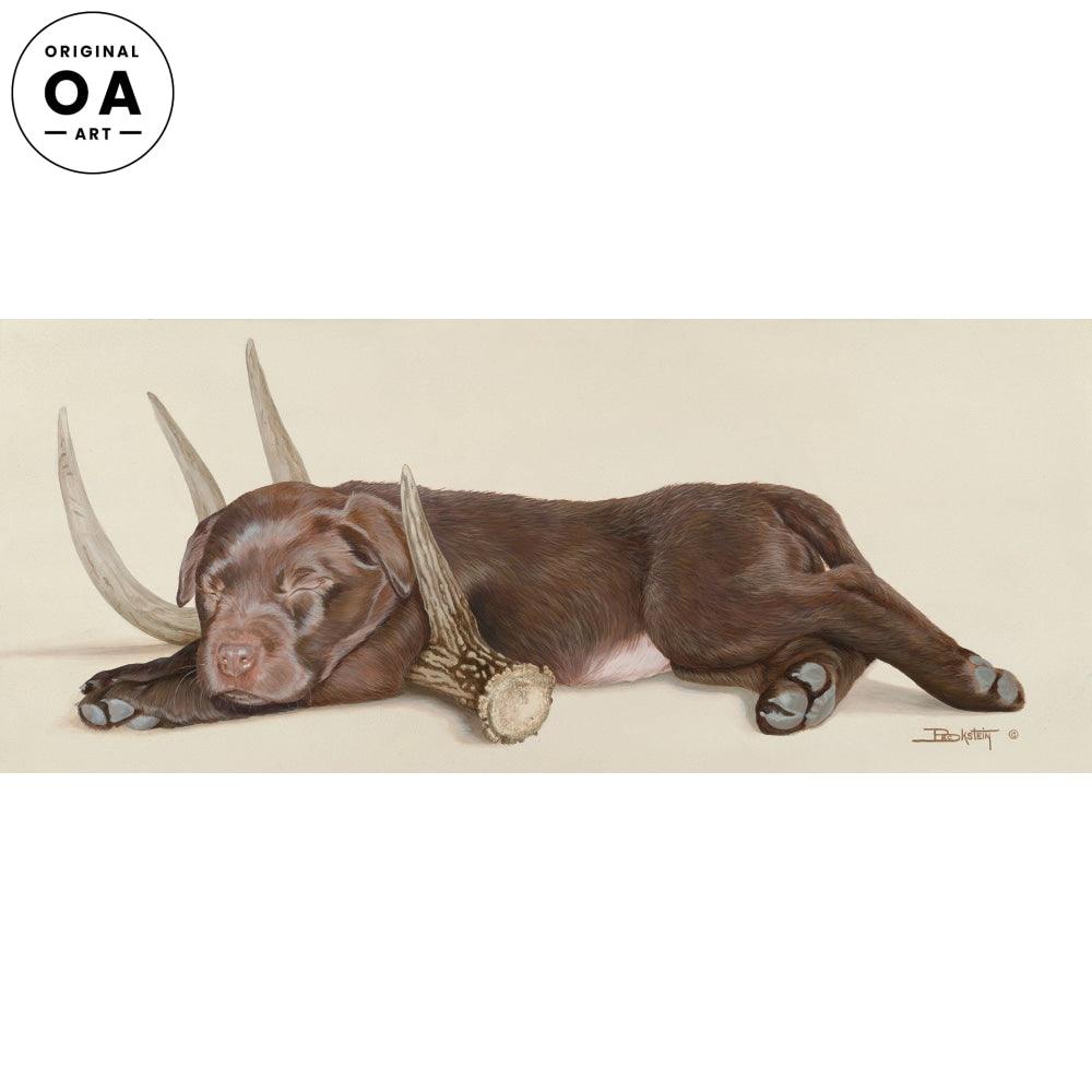 Rack 'Em Up—Chocolate Lab Puppy Original Acrylic Painting - Wild Wings