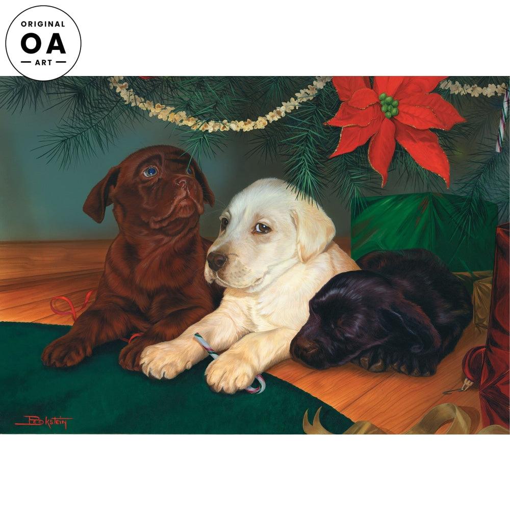 Christmas Angels—Lab Puppies Original Acrylic Painting - Wild Wings