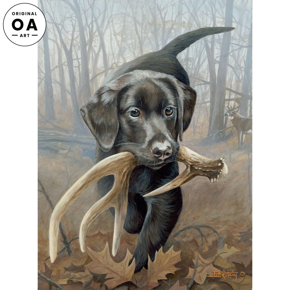 Finders Keepers—Black Lab Pup Original Acrylic Painting - Wild Wings