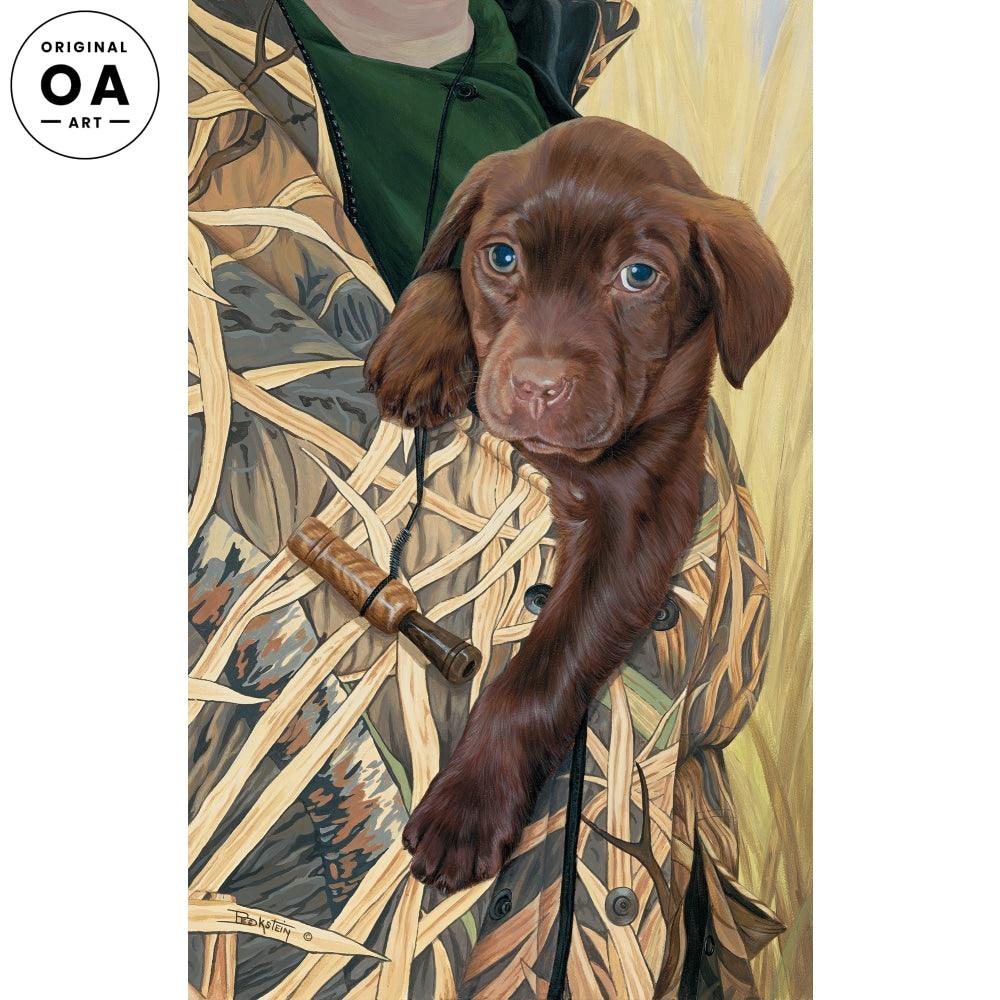 First Day Out—Chocolate Lab Puppy Original Acrylic Painting - Wild Wings