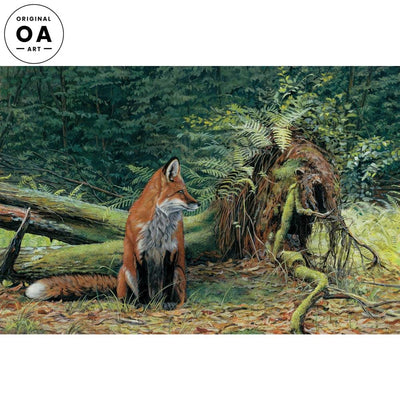 Summer Ferns-Red Fox Original Acrylic Painting - Wild Wings