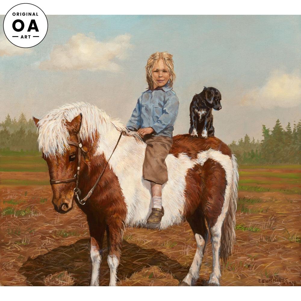 Judy—Child Riding Pony Original Oil Painting - Wild Wings