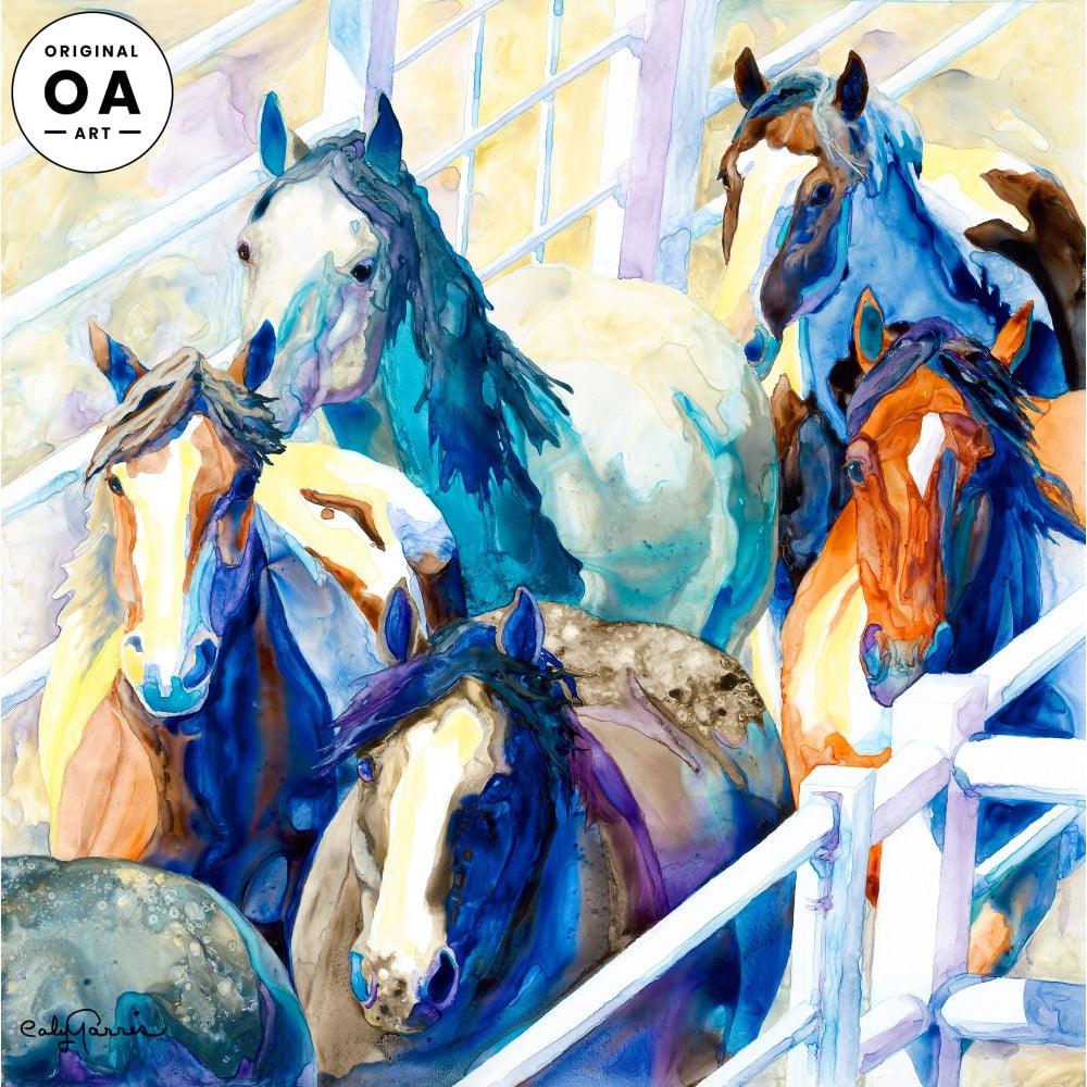 Chutes & Alleys—Horses Original Watercolor Painting - Wild Wings