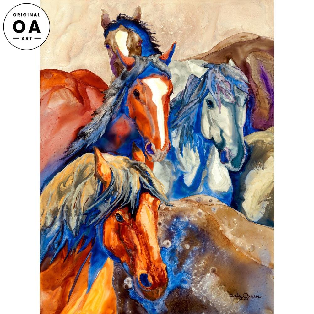 Close Quarters—Horses Original Watercolor Painting - Wild Wings