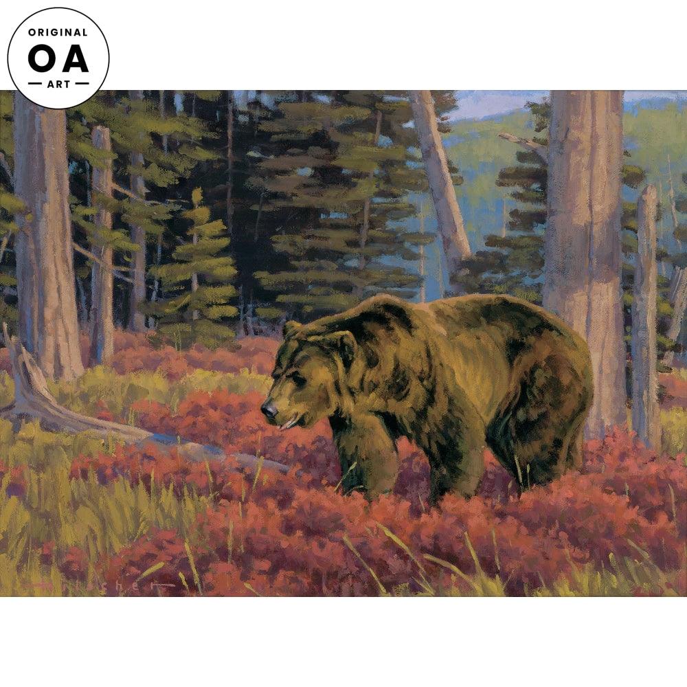 Wading Through Crimson—Brown Bear Original Oil Painting - Wild Wings