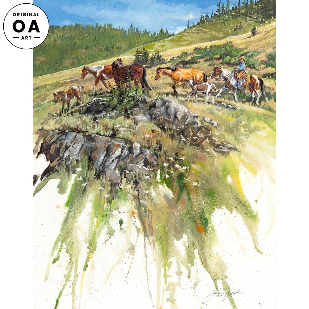 A Fine Day—Horses Original Gouache Painting - Wild Wings