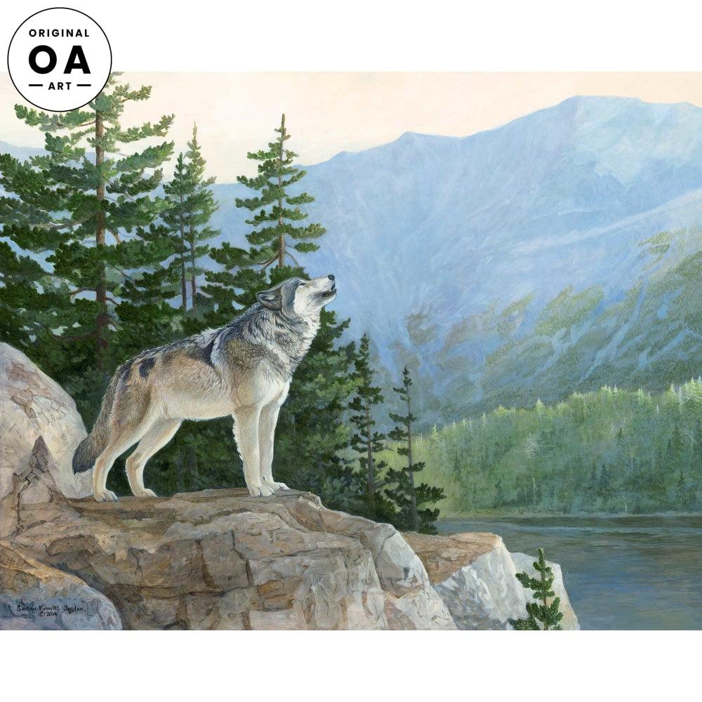 The Knife's Edge—Gray Wolf Original Acrylic Painting - Wild Wings