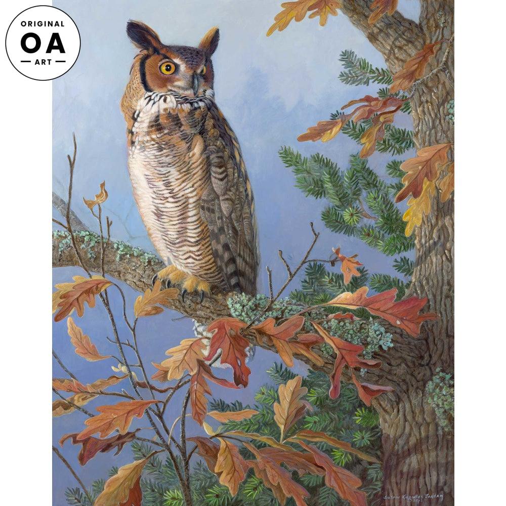 Silent Observer—Great Horned Owl Original Acrylic Painting - Wild Wings