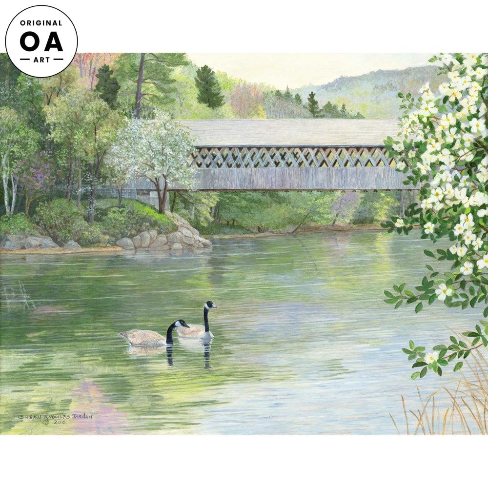 Pastel Paradise—Covered Bridge Original Acrylic Painting - Wild Wings