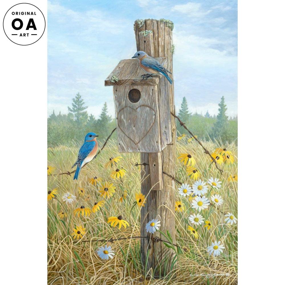 Uncle Dan's Farm—Bluebird Original Acrylic Painting - Wild Wings
