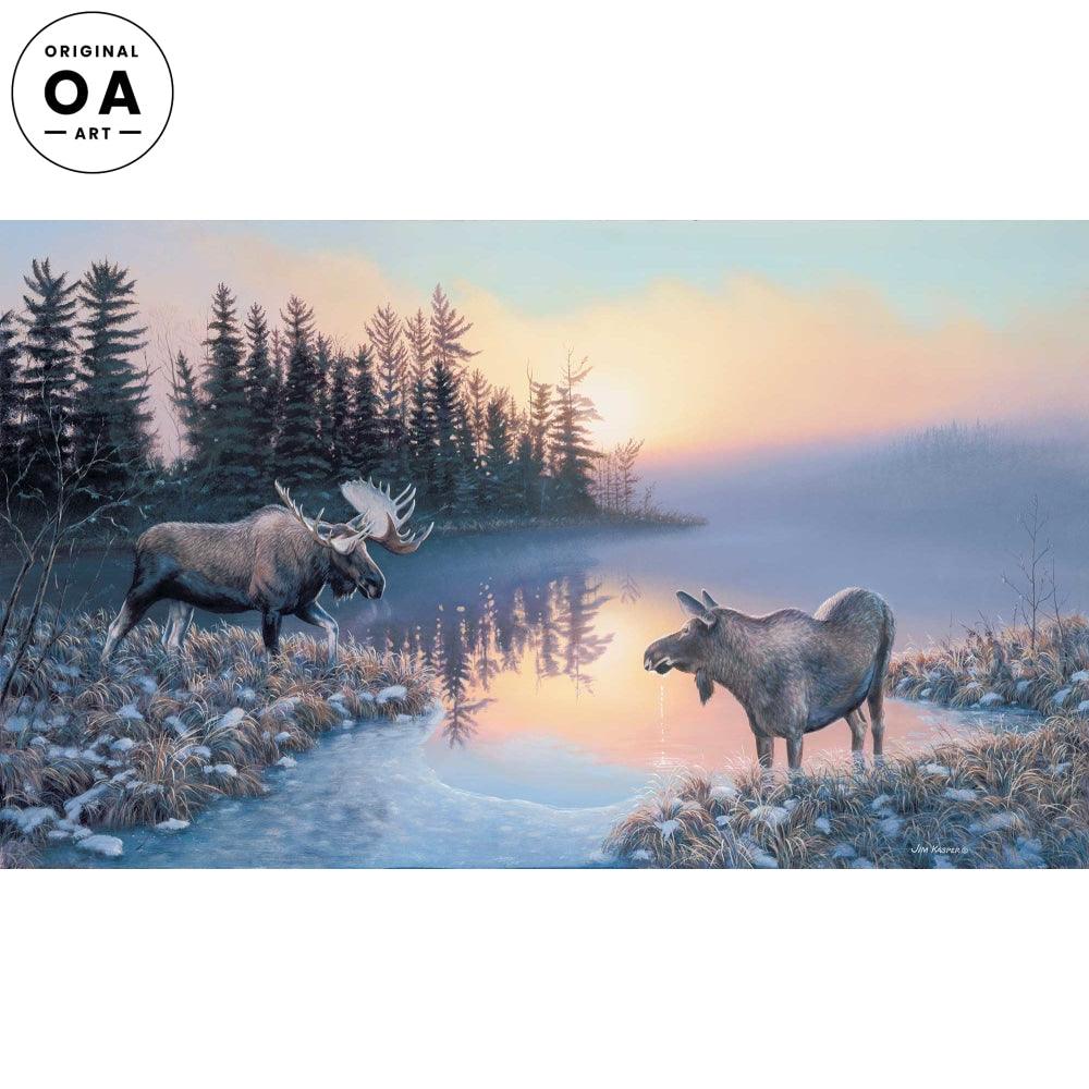 Cold Start—Moose Original Acrylic Painting - Wild Wings