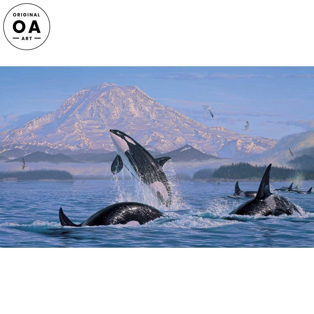 On the Pacific Rim—Orcas Original Acrylic Painting - Wild Wings